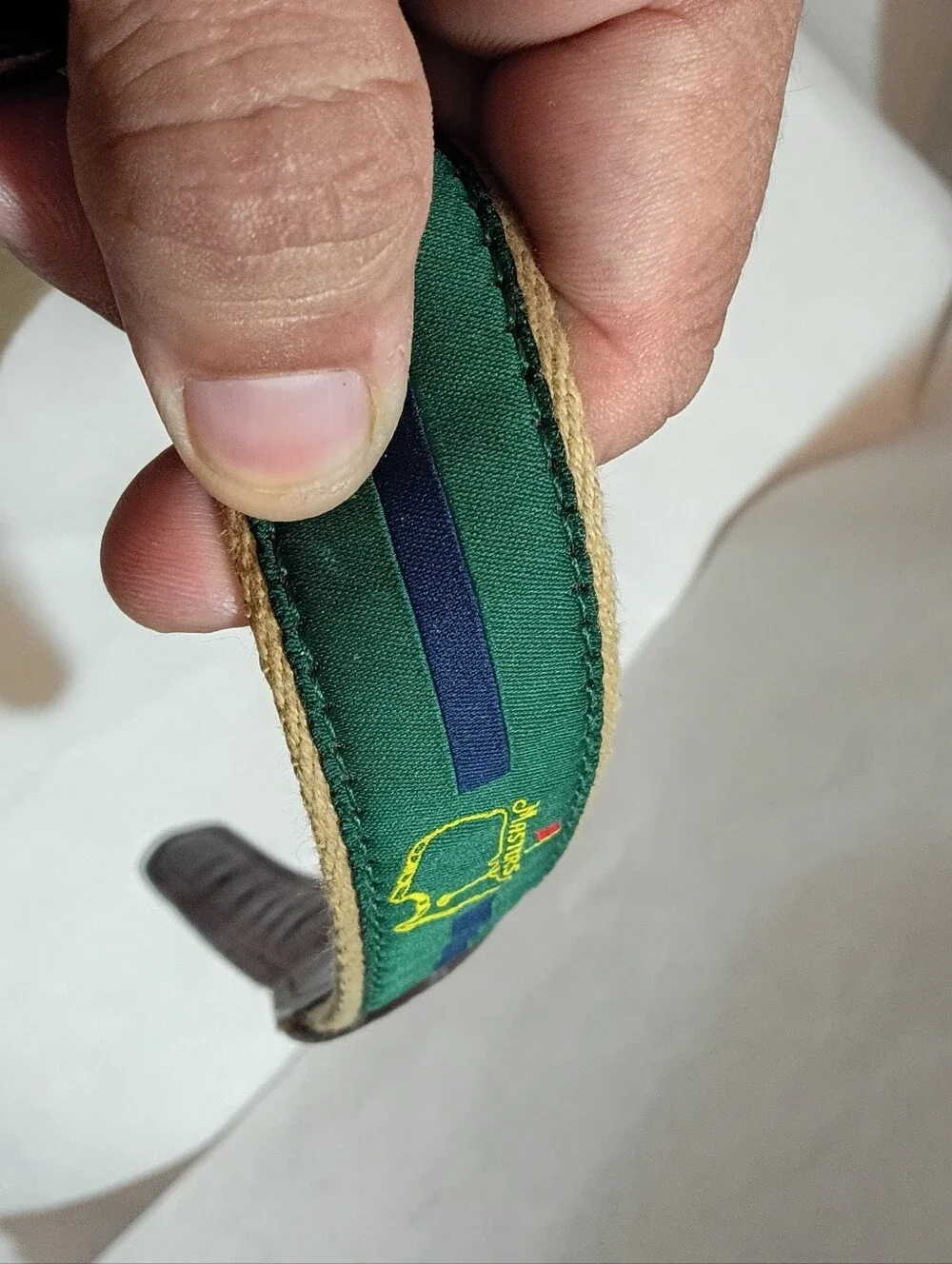 Masters Green & Black Embroidered Men’s Belt Size 42 With Brass Buckle